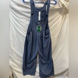 NEW!!! Ha Lara Blue baggy wide leg Overalls with Pockets ladies sz L